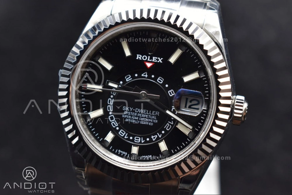 Premium Skydweller SS Noob Best Edition Black Dial on SS Oyster Bracelet A23J 1105