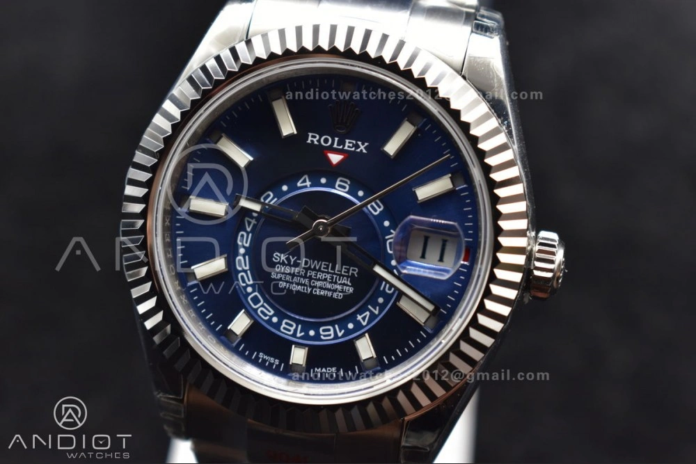 Skydweller SS Noob Best Edition Blue Dial on SS Oyster Bracelet A23J Original 1108