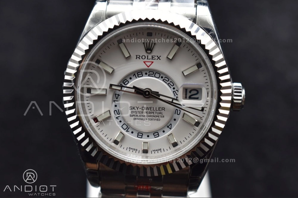 Functional Skydweller SS Noob Best Edition White Dial On SS Jubilee Bracelet A23J 1110