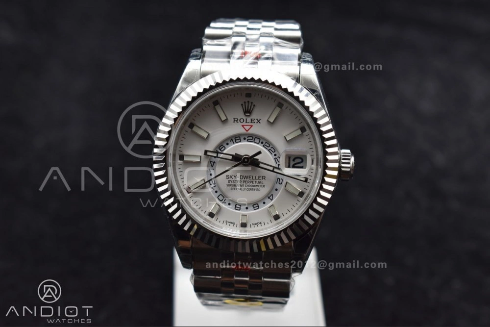 Functional Skydweller SS Noob Best Edition White Dial On SS Jubilee Bracelet A23J 1110