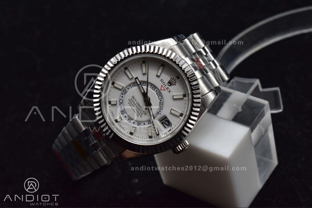 Functional Skydweller SS Noob Best Edition White Dial On SS Jubilee Bracelet A23J 1110
