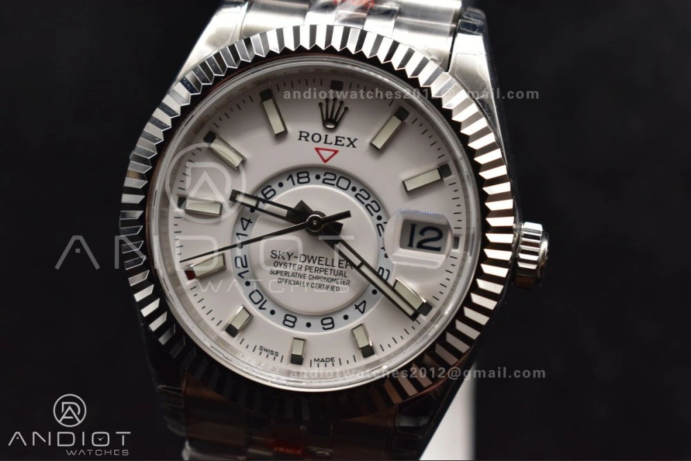 Functional Skydweller SS Noob Best Edition White Dial On SS Jubilee Bracelet A23J 1110