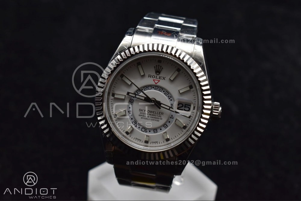 Effortless Skydweller SS Noob Best Edition White Dial on SS Oyster Bracelet A23J 1114