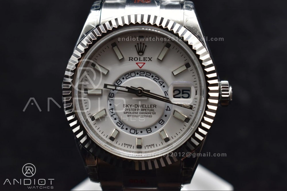 Effortless Skydweller SS Noob Best Edition White Dial on SS Oyster Bracelet A23J 1114