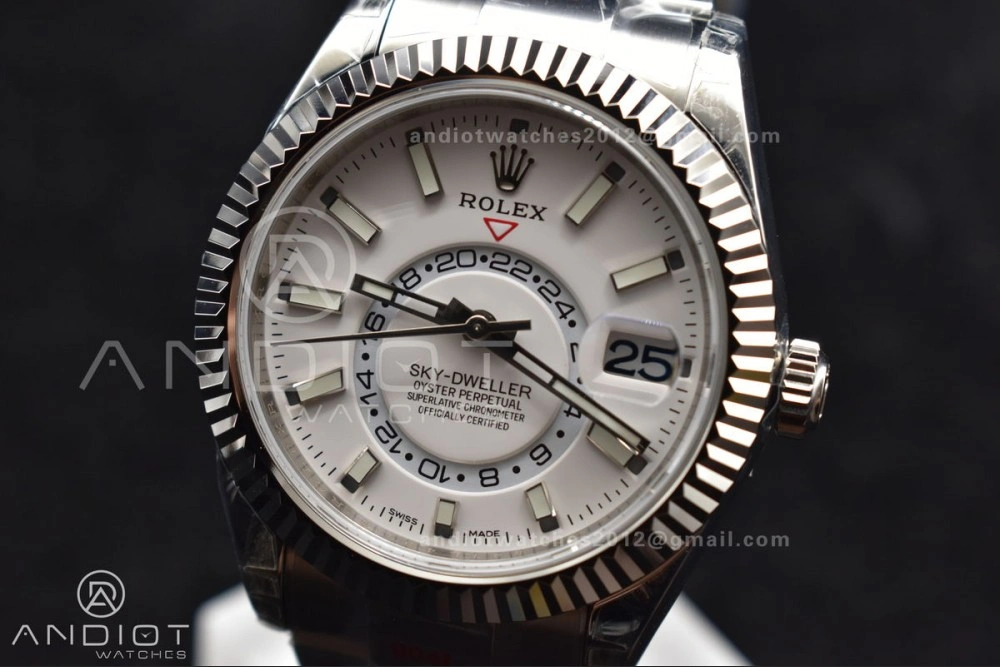 Effortless Skydweller SS Noob Best Edition White Dial on SS Oyster Bracelet A23J 1114