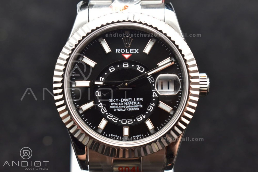 Snug Skydweller SS TWF Best Edition Black Dial on SS Bracelet A23J 1112