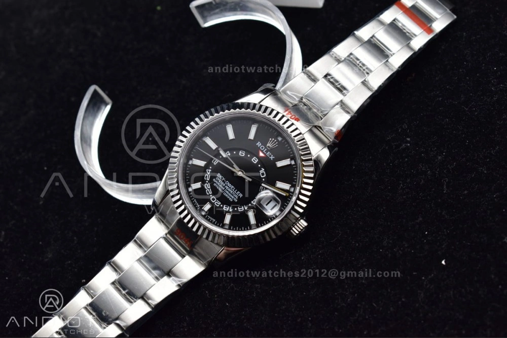 Snug Skydweller SS TWF Best Edition Black Dial on SS Bracelet A23J 1112