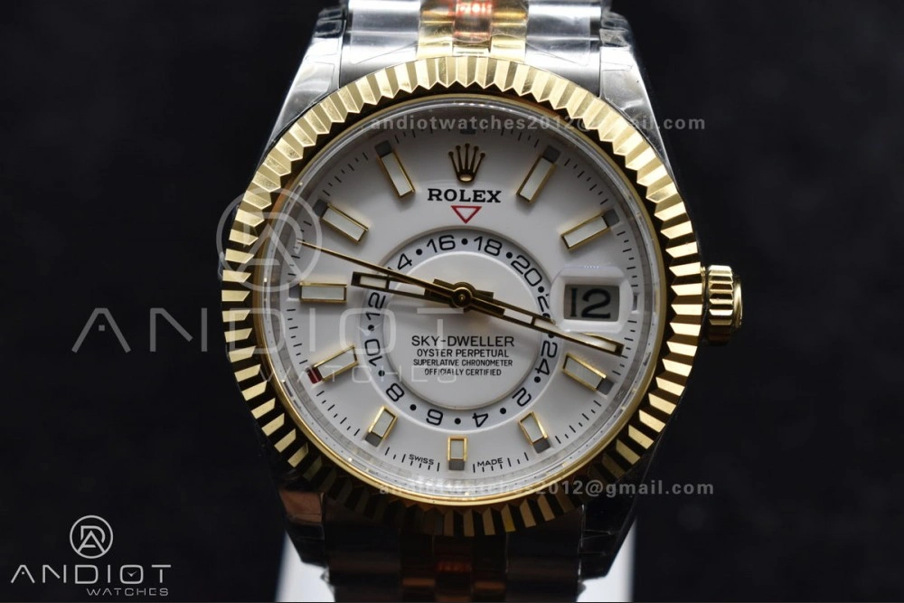 Skydweller SS YG Noob Best Edition White Dial On SS YG Bracelet A23J EasyCare 1113