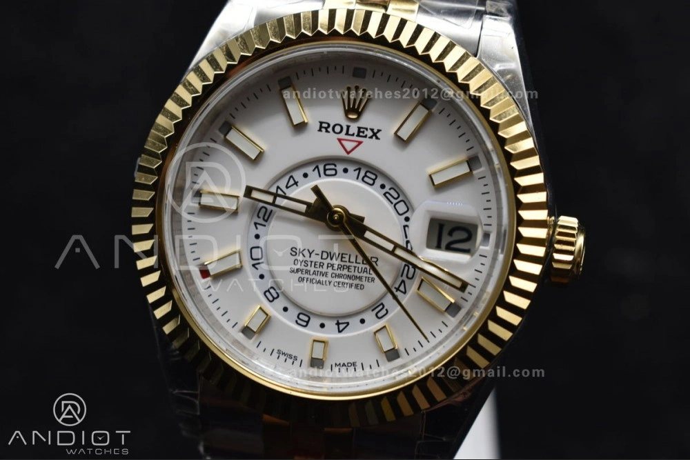 Skydweller SS YG Noob Best Edition White Dial On SS YG Bracelet A23J EasyCare 1113