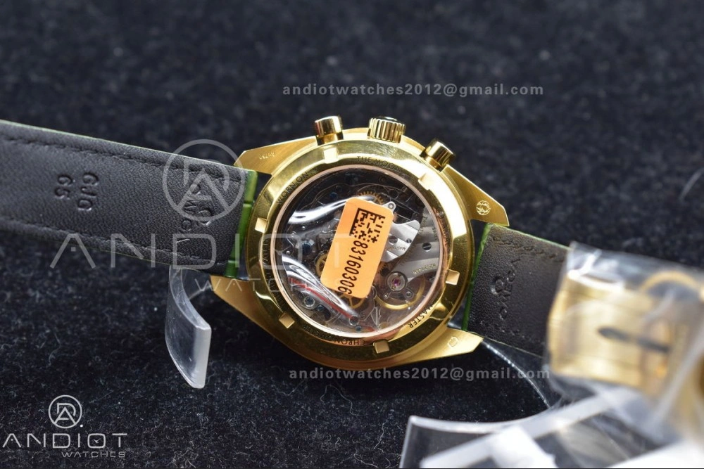 Speedmaster Moonwatch in Moonshine Gold YG RMF Best Edition Green Dial on Green Leather Strap Manual Chrono Attractive 460