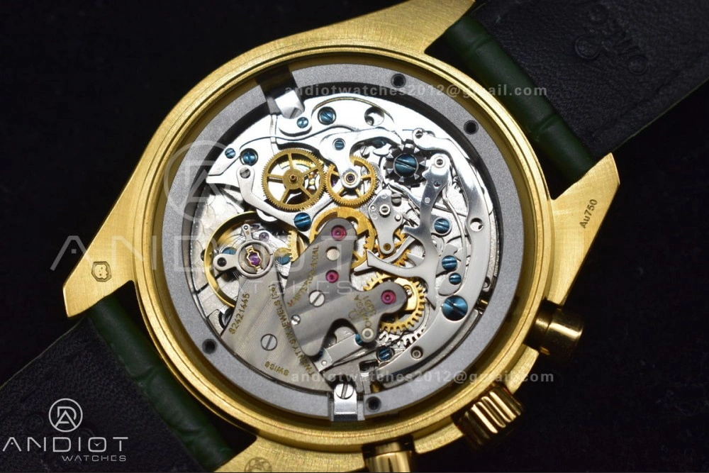 Speedmaster Moonwatch in Moonshine Gold YG RMF Best Edition Green Dial on Green Leather Strap Manual Chrono Attractive 460