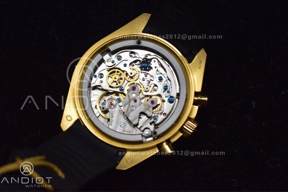 Speedmaster Moonwatch in Moonshine Gold YG RMF Best Edition YG Dial on Black Rubber Strap Manual Chrono Resilient 11