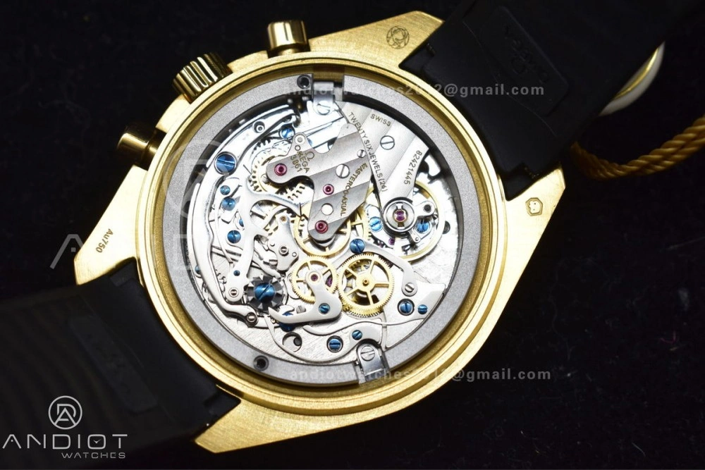 Speedmaster Moonwatch in Moonshine Gold YG RMF Best Edition YG Dial on Black Rubber Strap Manual Chrono Resilient 11