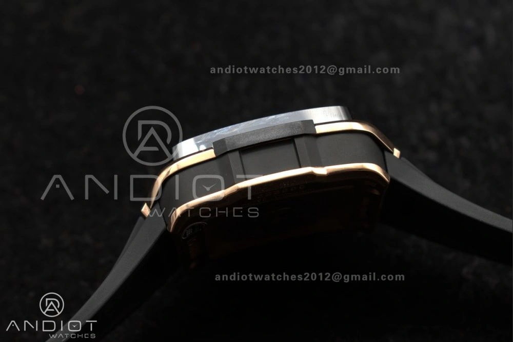 RelaxedFit Square Bang Unico 42mm RG BBF 1:1 Best Edition Skeleton Dial Ceramic Bezel on Black Rubber Strap A 270