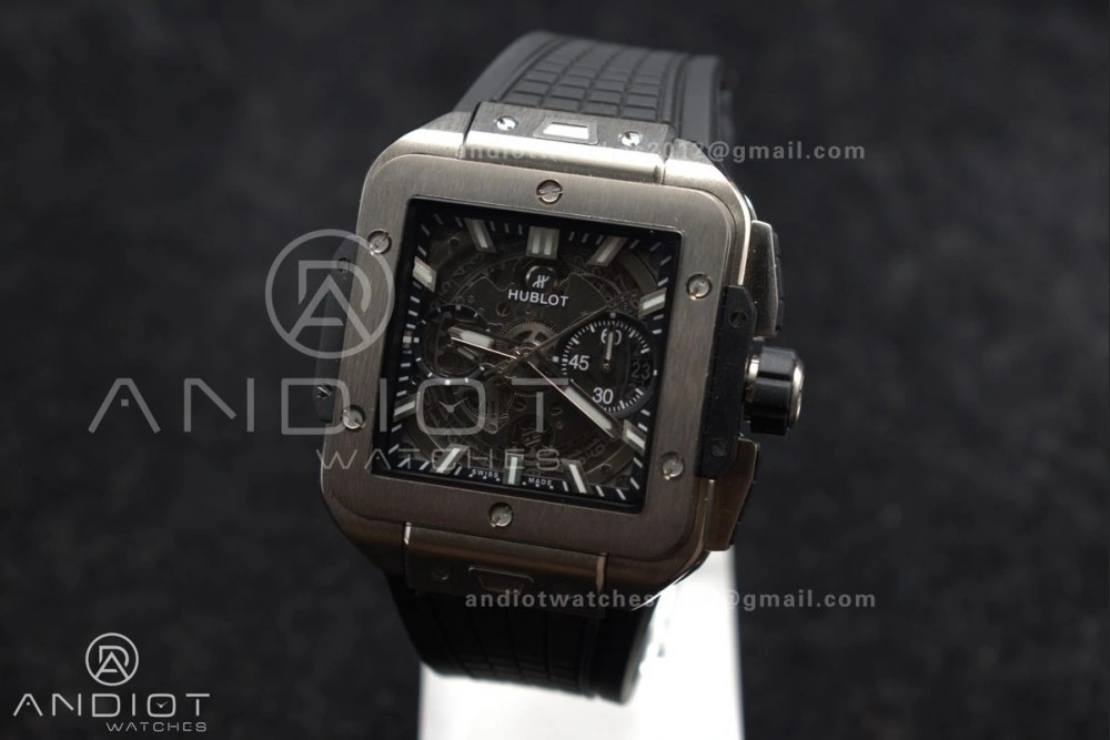 Square Bang Unico 42mm Titanium BBF 1:1 Best Edition Skeleton Dial on Black Rubber Strap A WeatherProof 278