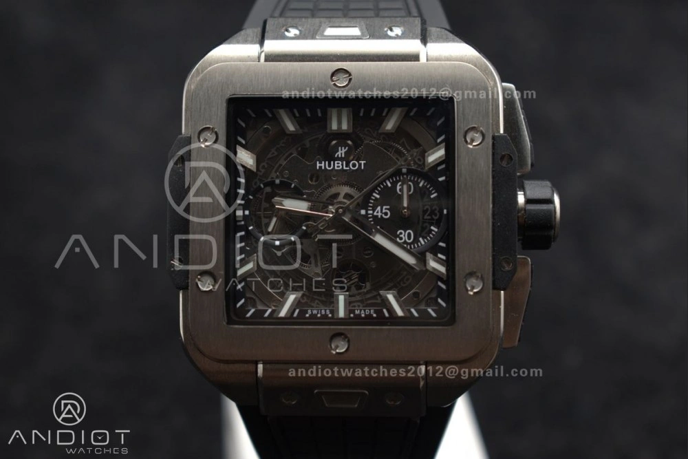 Square Bang Unico 42mm Titanium BBF 1:1 Best Edition Skeleton Dial on Black Rubber Strap A WeatherProof 278