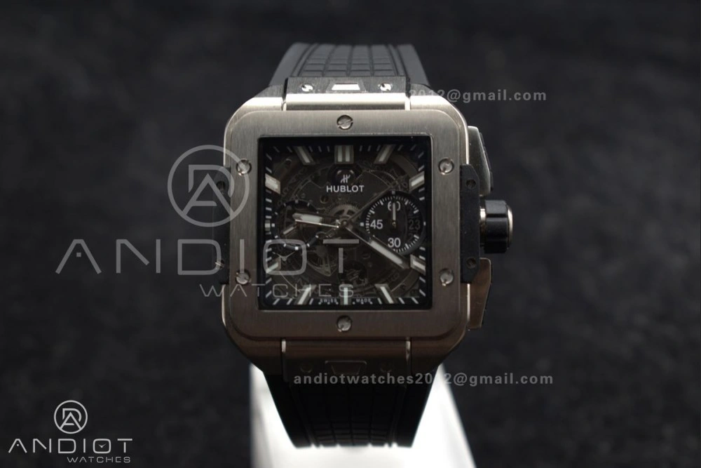 Square Bang Unico 42mm Titanium BBF 1:1 Best Edition Skeleton Dial on Black Rubber Strap A WeatherProof 278