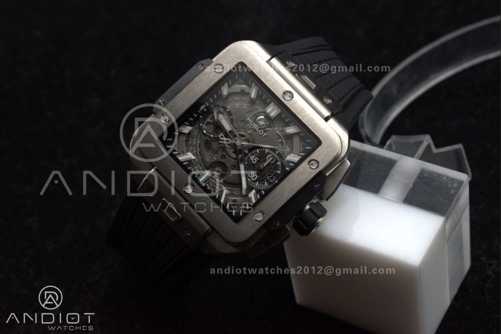 Square Bang Unico 42mm Titanium BBF 1:1 Best Edition Skeleton Dial on Black Rubber Strap A WeatherProof 278