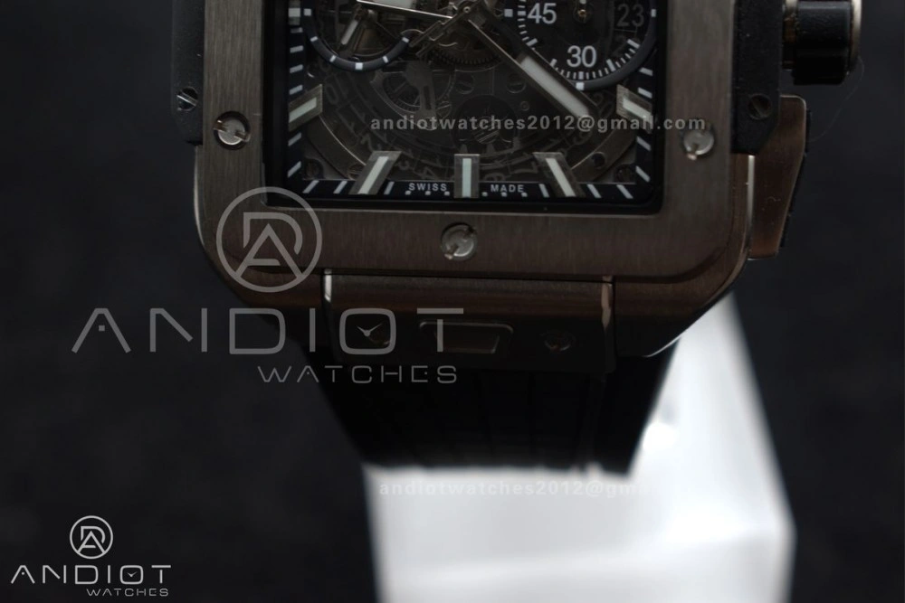 Square Bang Unico 42mm Titanium BBF 1:1 Best Edition Skeleton Dial on Black Rubber Strap A WeatherProof 278