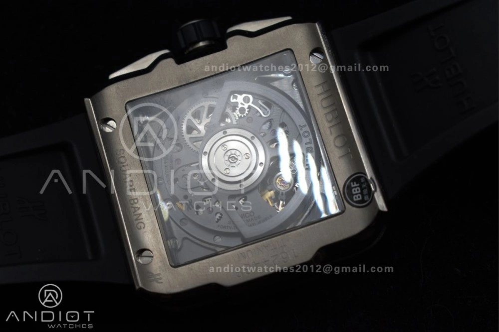 Square Bang Unico 42mm Titanium BBF 1:1 Best Edition Skeleton Dial on Black Rubber Strap A WeatherProof 278