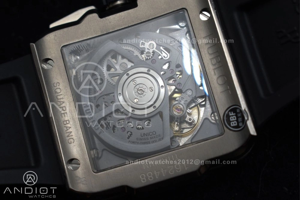 Square Bang Unico 42mm Titanium BBF 1:1 Best Edition Skeleton Dial on Black Rubber Strap A WeatherProof 278
