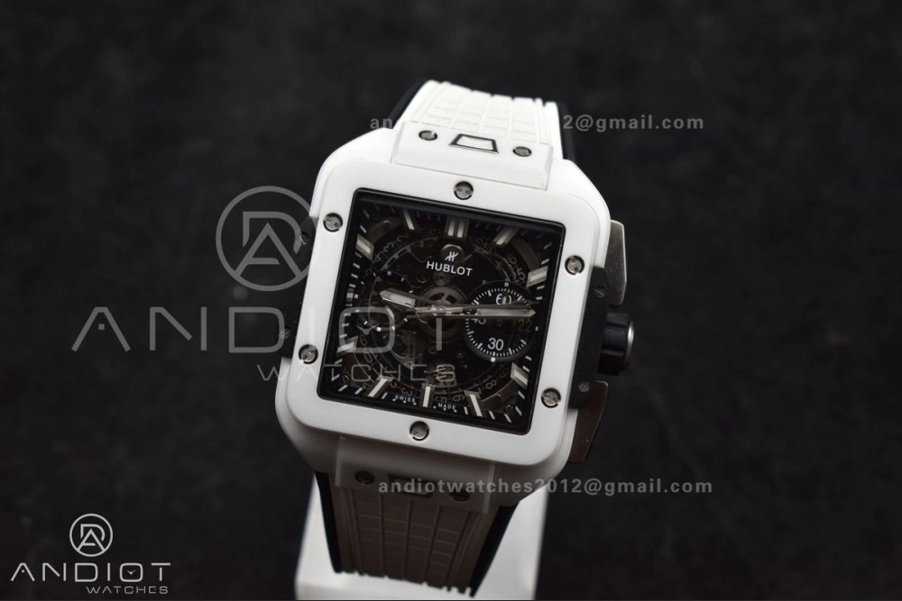 Square Bang Unico White Ceramic BBF 1:1 Best Edition on Rubber Strap A Compact 279