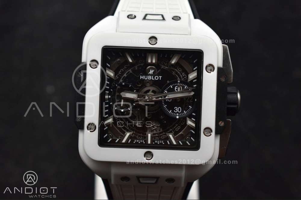 Square Bang Unico White Ceramic BBF 1:1 Best Edition on Rubber Strap A Compact 279