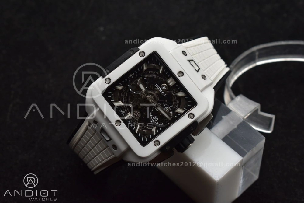 Square Bang Unico White Ceramic BBF 1:1 Best Edition on Rubber Strap A Compact 279