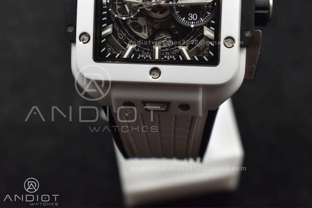 Square Bang Unico White Ceramic BBF 1:1 Best Edition on Rubber Strap A Compact 279