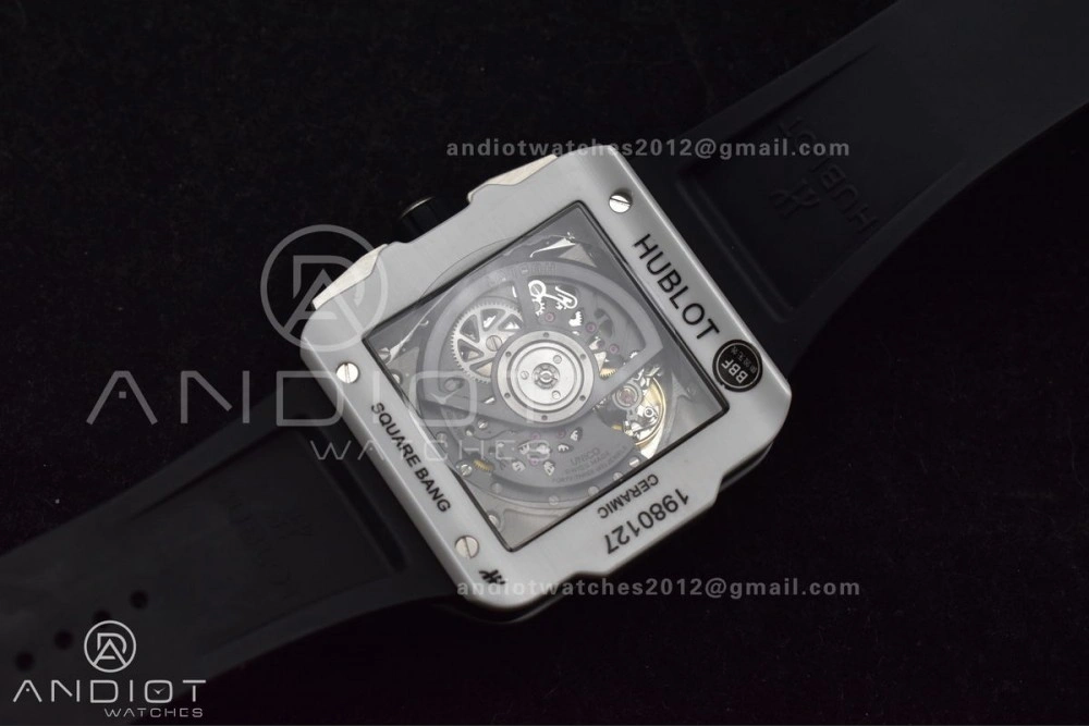 Square Bang Unico White Ceramic BBF 1:1 Best Edition on Rubber Strap A Compact 279