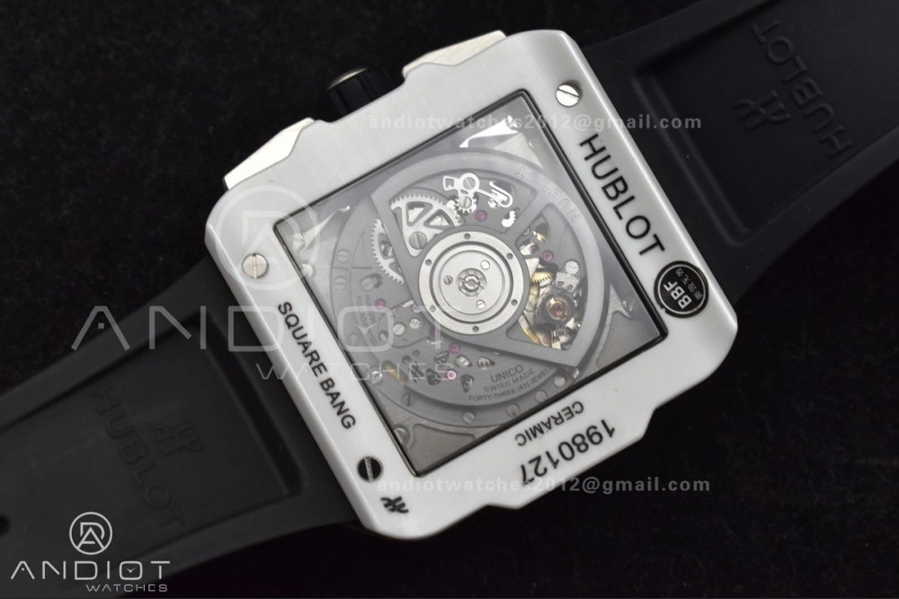 Square Bang Unico White Ceramic BBF 1:1 Best Edition on Rubber Strap A Compact 279