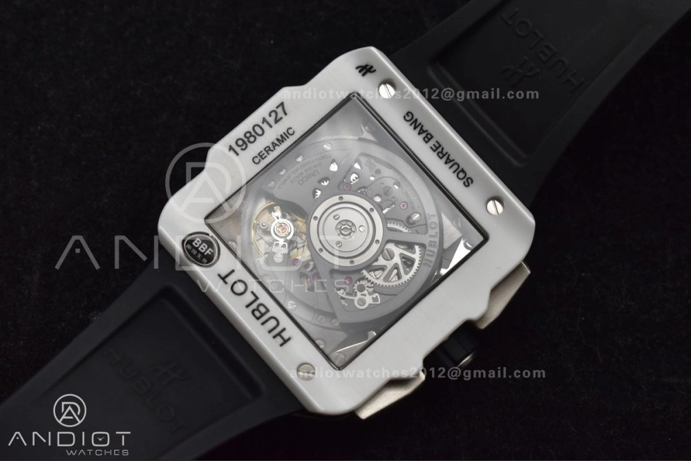 Square Bang Unico White Ceramic BBF 1:1 Best Edition on Rubber Strap A Compact 279