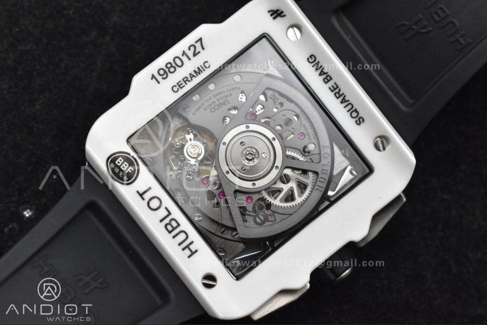 Square Bang Unico White Ceramic BBF 1:1 Best Edition on Rubber Strap A Compact 279