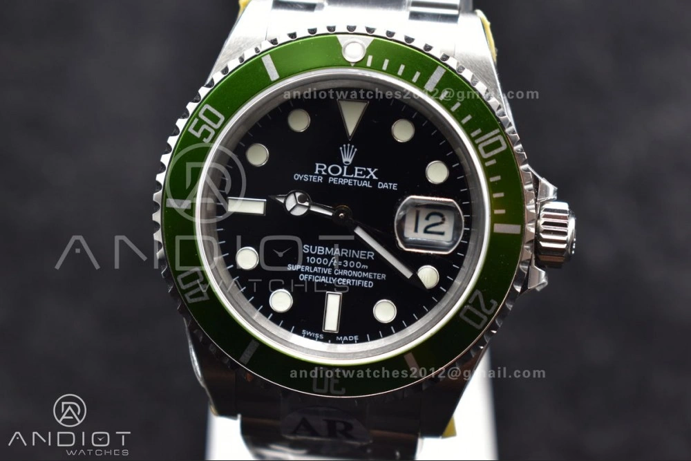 Submariner 16610 LV Green 904L Steel ARF1:1 Best Edition on SS Bracelet SH3135 V Affordable 1140
