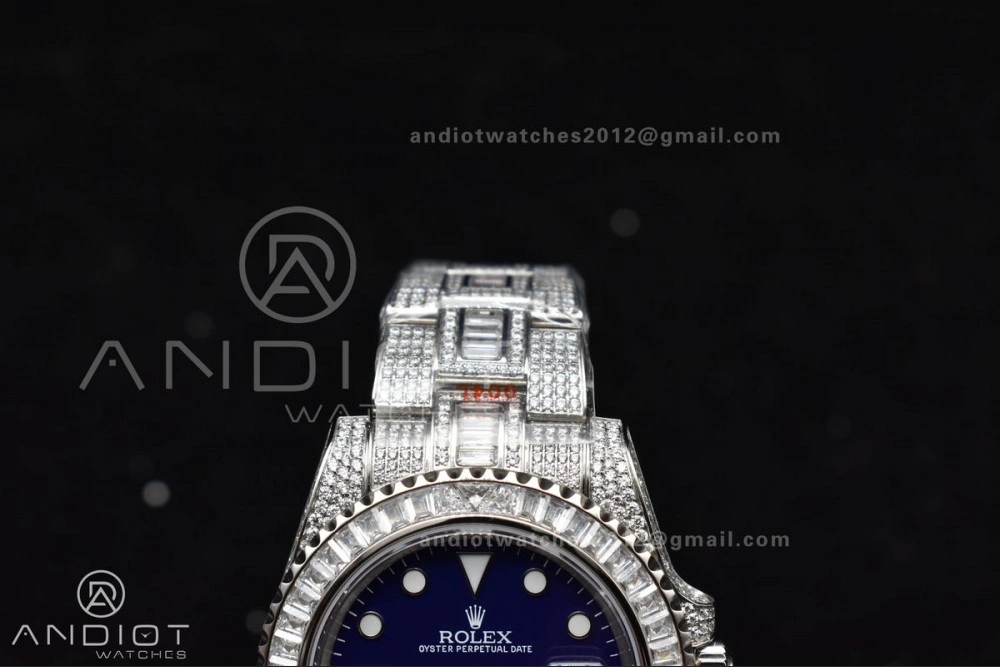 Submariner 40mm Full Diamonds SS AMGF Best Edition Blue Dial On Bracelet On VR Chic 1149