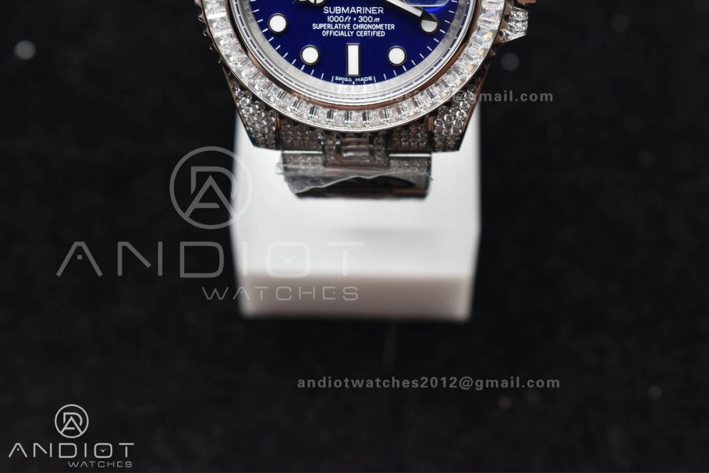 Submariner 40mm Full Diamonds SS AMGF Best Edition Blue Dial On Bracelet On VR Chic 1149
