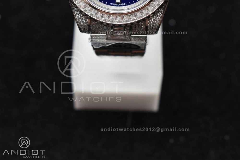 Submariner 40mm Full Diamonds SS AMGF Best Edition Blue Dial On Bracelet On VR Chic 1149