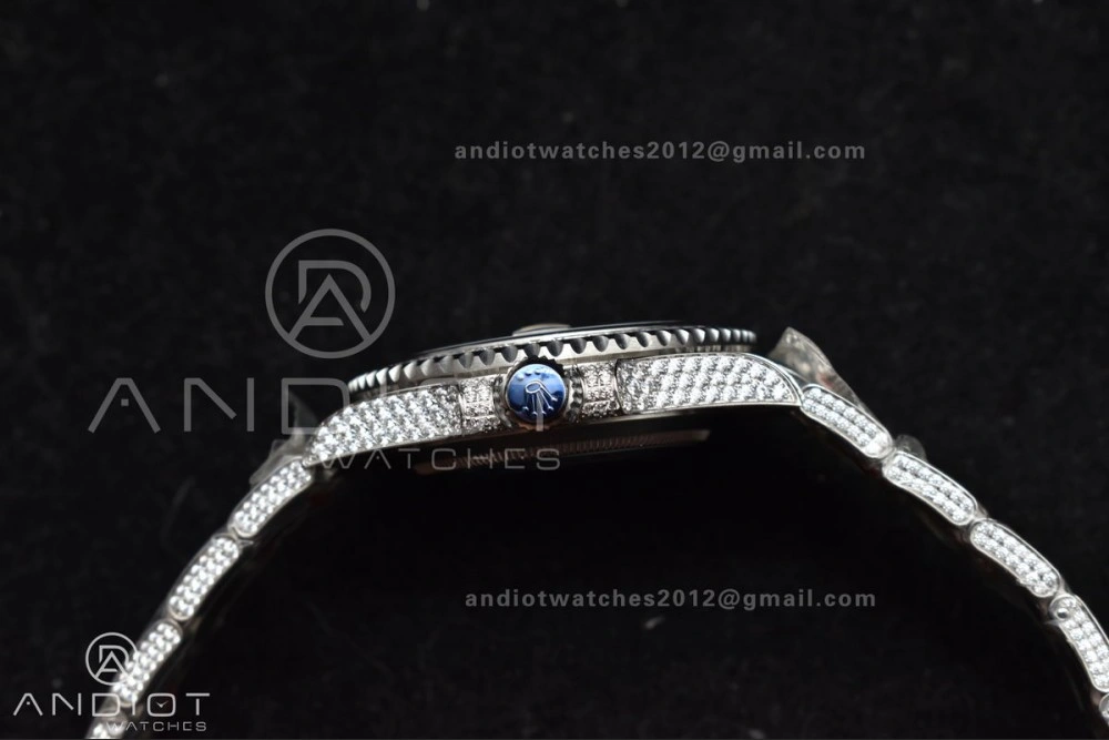 Submariner 40mm Full Diamonds SS AMGF Best Edition Blue Dial On Bracelet On VR Chic 1149