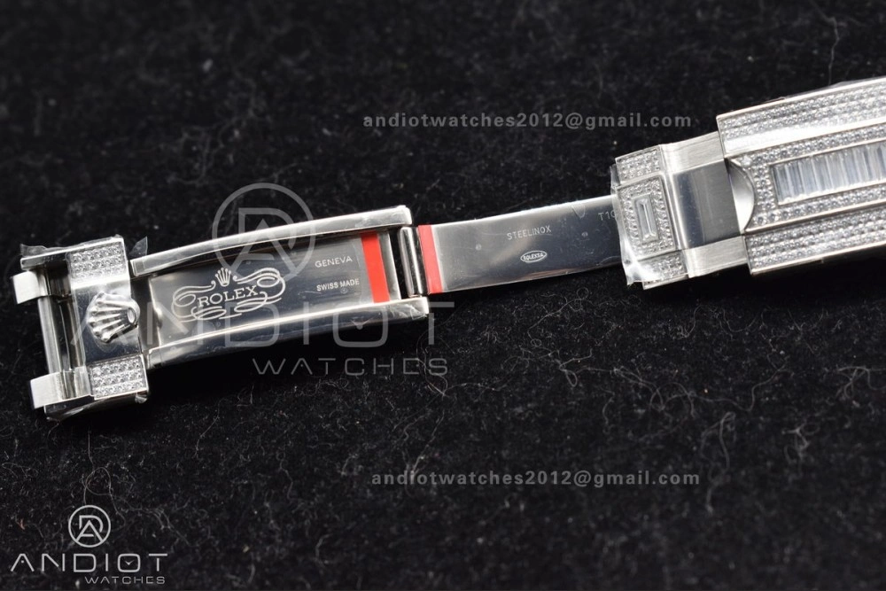 Submariner 40mm Full Diamonds SS AMGF Best Edition Green Dial on Bracelet on VR Minimalist 1150