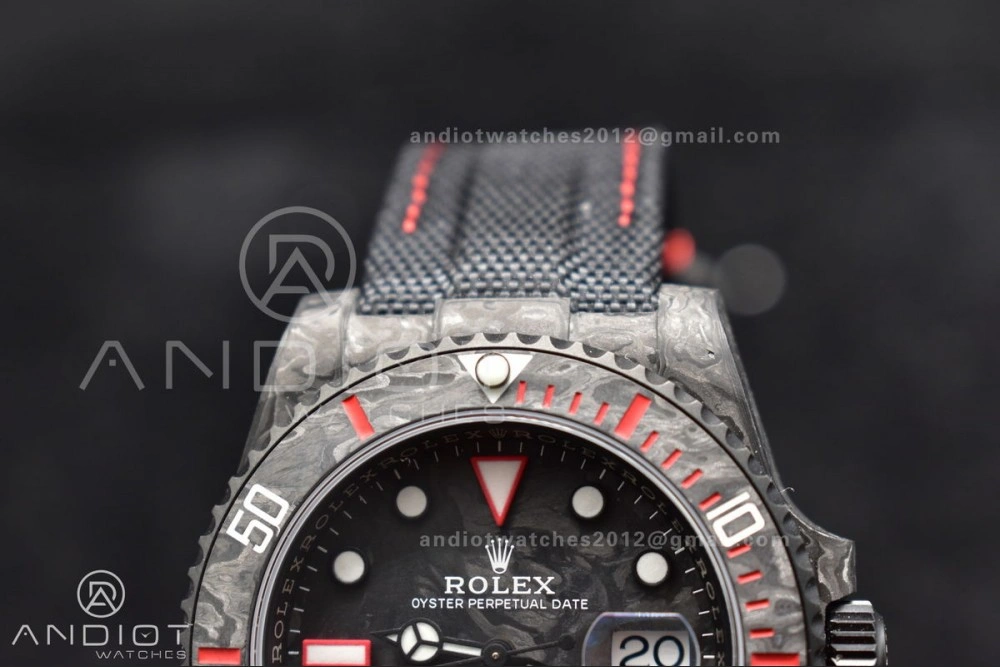 Practical Submariner DIW Carbon VSF 1:1 Best Edition Black Red Dial on Black Nylon Strap VS 474