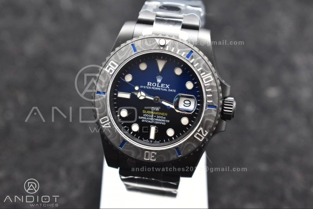 Submariner DIW DLC Sandblasted VSF 1:1 Best Edition Black Blue Dial on DLC Bracelet VS Lightweight 1157