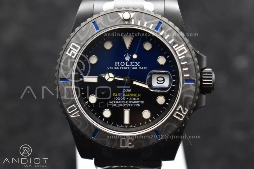 Submariner DIW DLC Sandblasted VSF 1:1 Best Edition Black Blue Dial on DLC Bracelet VS Lightweight 1157