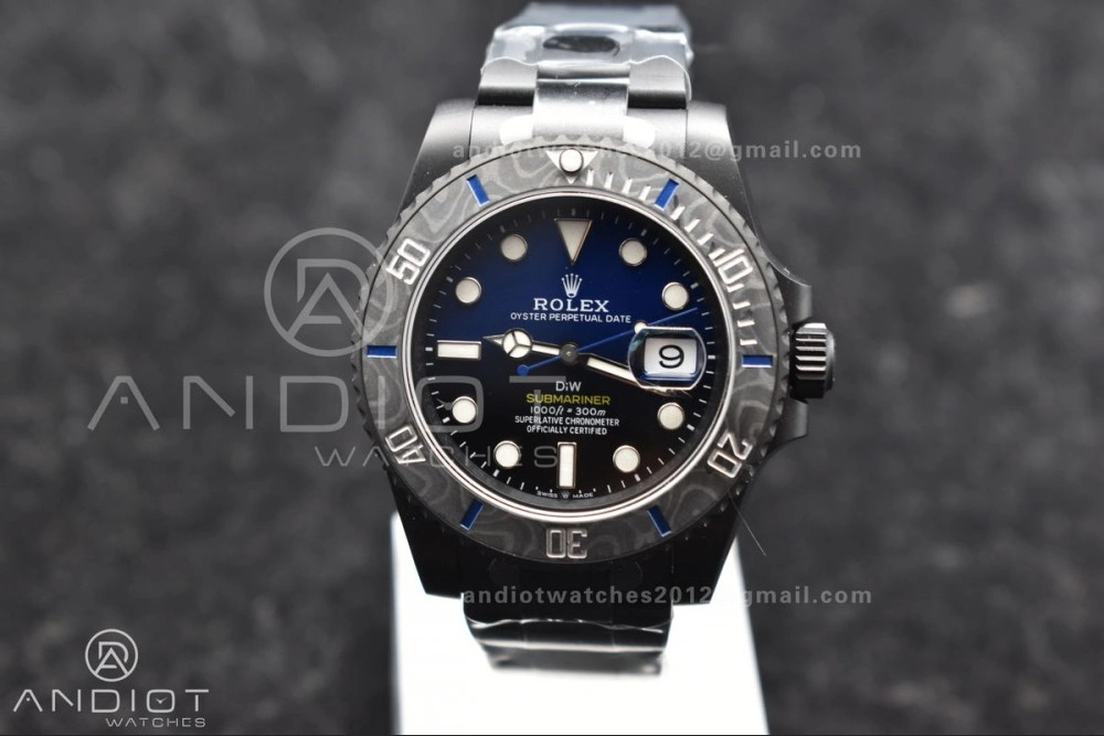 Submariner DIW DLC Sandblasted VSF 1:1 Best Edition Black Blue Dial on DLC Bracelet VS Lightweight 1157