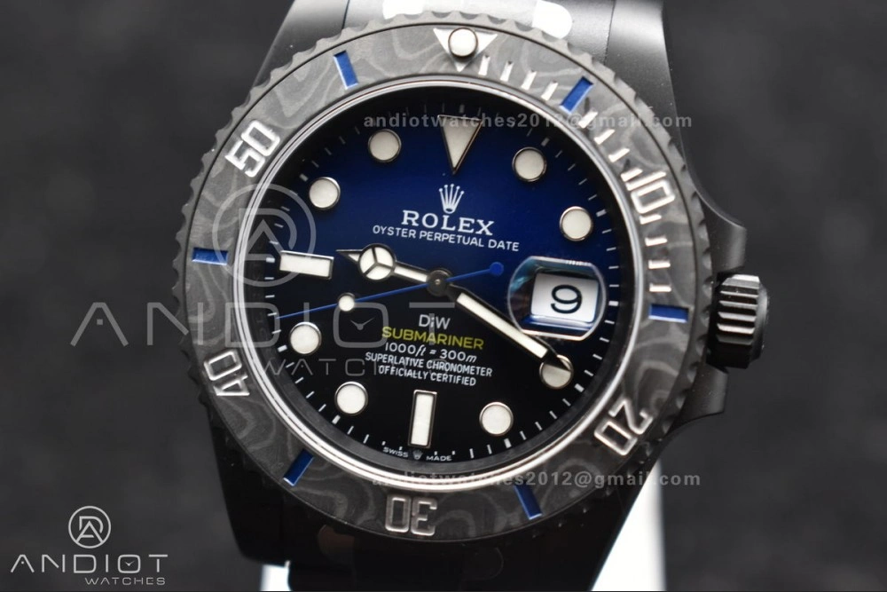 Submariner DIW DLC Sandblasted VSF 1:1 Best Edition Black Blue Dial on DLC Bracelet VS Lightweight 1157