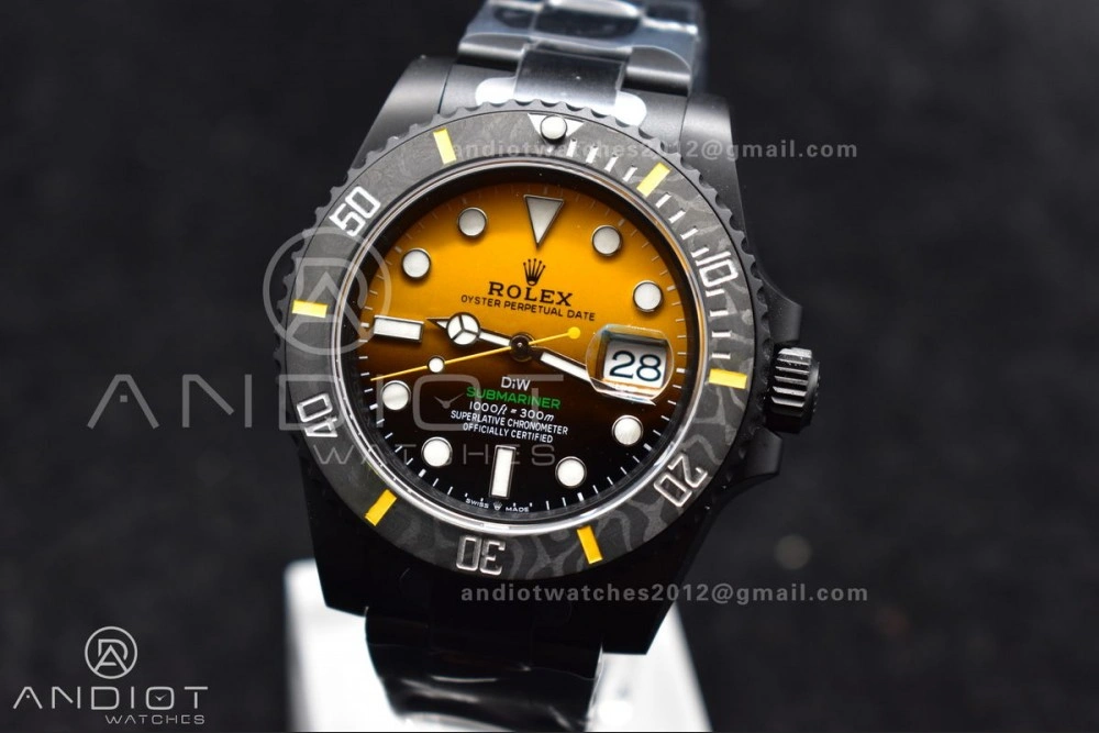 Submariner DIW DLC VSF 1:1 Best Edition Black Yellow Dial on DLC Bracelet VS Popular 476