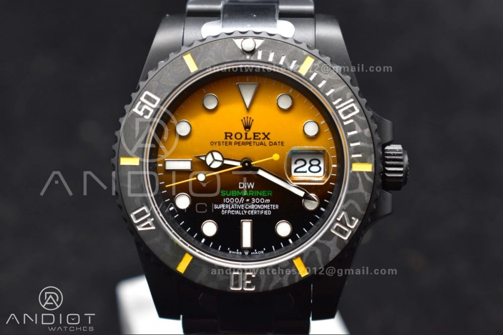 Submariner DIW DLC VSF 1:1 Best Edition Black Yellow Dial on DLC Bracelet VS Popular 476