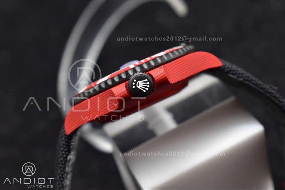Submariner DIW Red Carbon VSF 1:1 Best Edition Black Dial on Black Nylon Strap VS Affordable 473