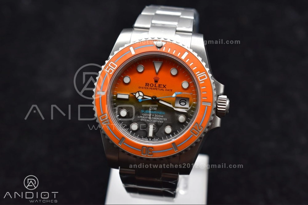 Submariner DIW Sandblasted VSF 1:1 Best Edition Orange Ceramic Bezel Orange Black Dial on SS Bracelet VS Stretchable 1161