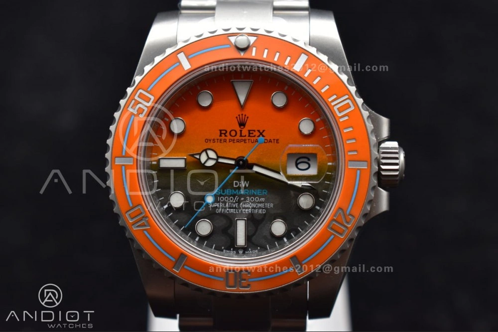 Submariner DIW Sandblasted VSF 1:1 Best Edition Orange Ceramic Bezel Orange Black Dial on SS Bracelet VS Stretchable 1161