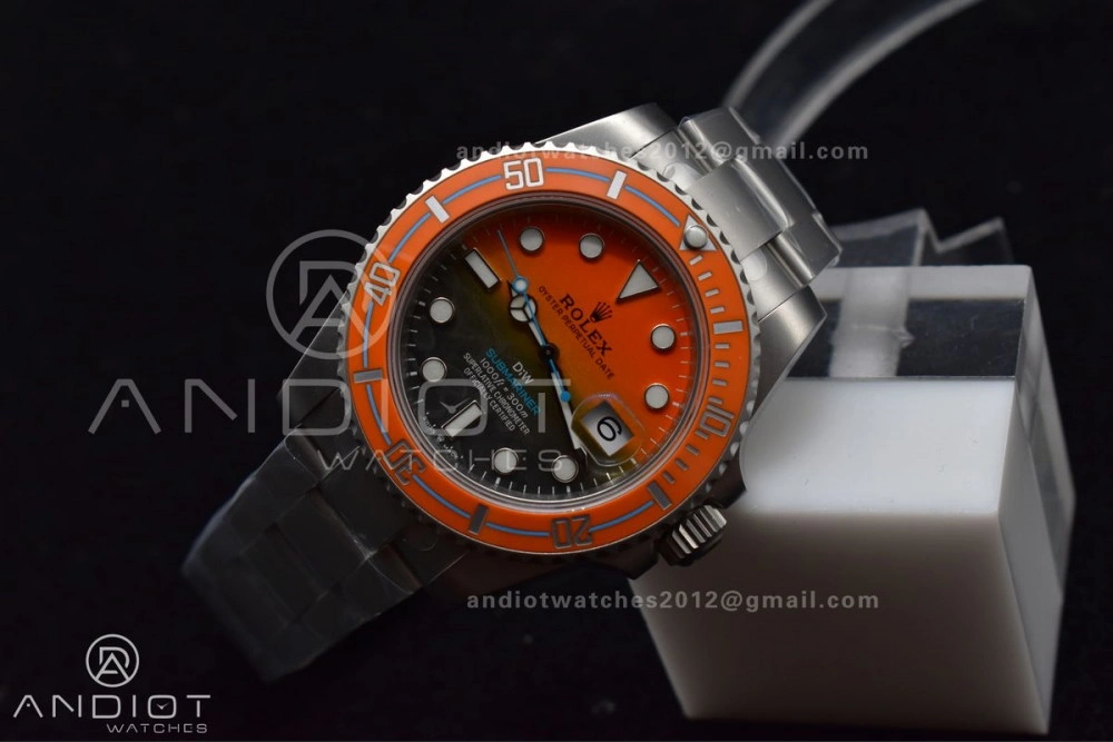 Submariner DIW Sandblasted VSF 1:1 Best Edition Orange Ceramic Bezel Orange Black Dial on SS Bracelet VS Stretchable 1161